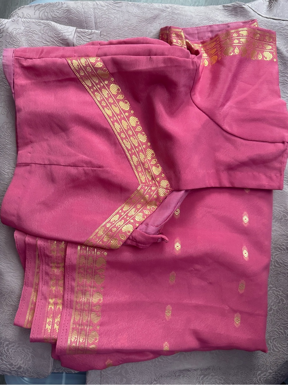 Women’s Pink Sari Top and Bottom